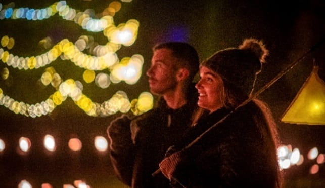 Couple looking at the Christmas lights